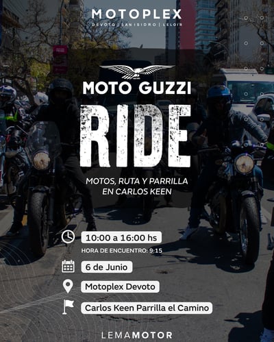 Moto Guzzi Ride: motos, ruta y parrilla en Carlos Keen